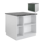 Isola cucina Fame-Line Verde-oro rustico/Bianco 90 cm con cassetto, senza piano di lavoro Vicco