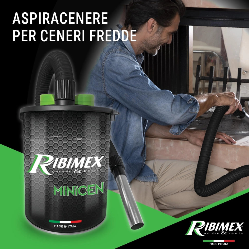 Aspiracenere Elettrico Minicen 800 Watt con Filtro Hepa Lavabile Bidone