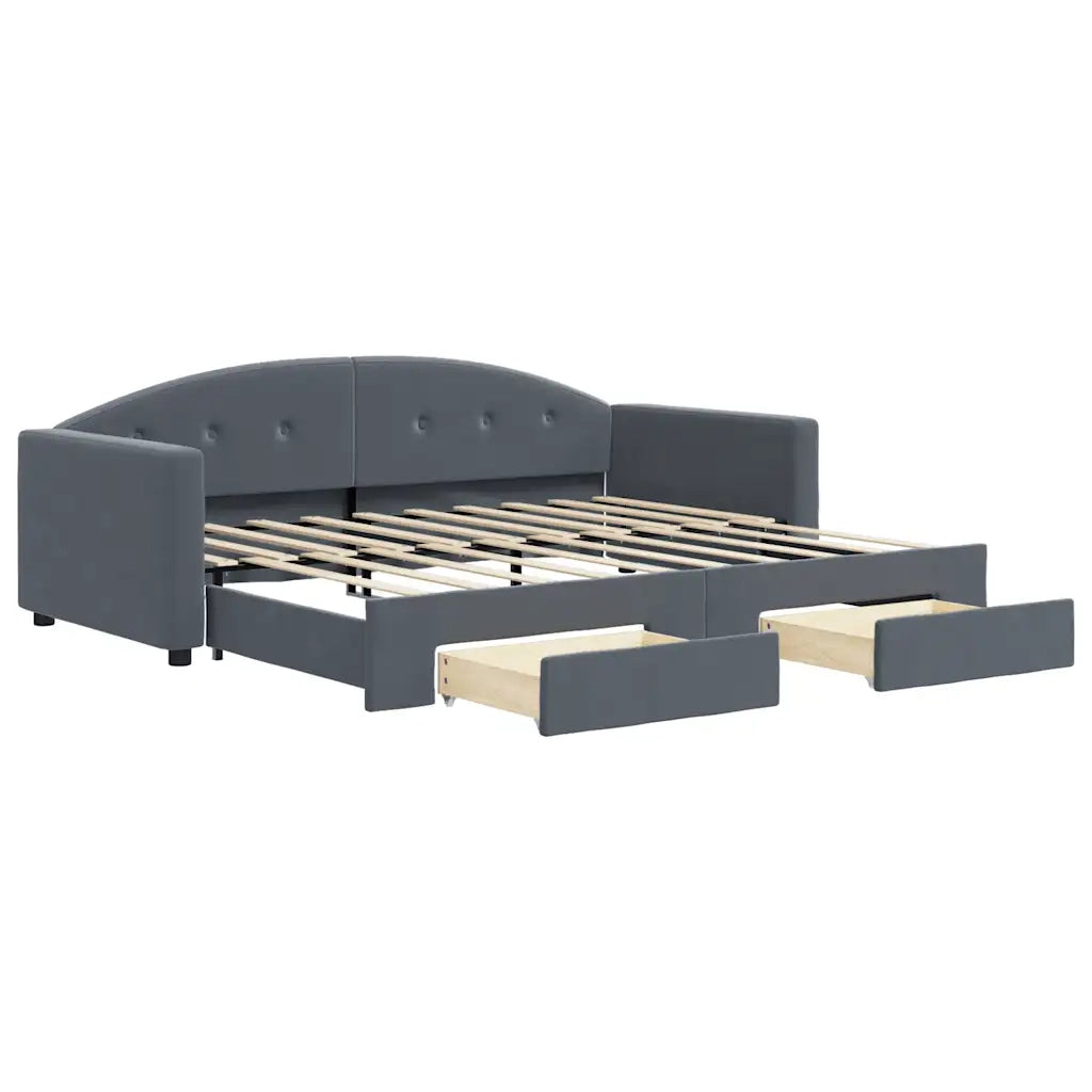 Divano letto | Sof¨¤ letto | Letto singolo Estraibile Cassetti Grigio Scuro 90x190cm Velluto