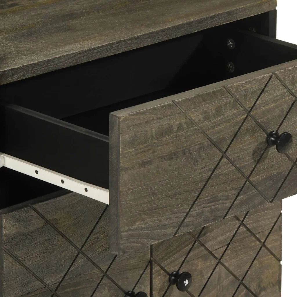 Comodino Nero 50x33x60 cm in Legno Massello di Mango 4017695