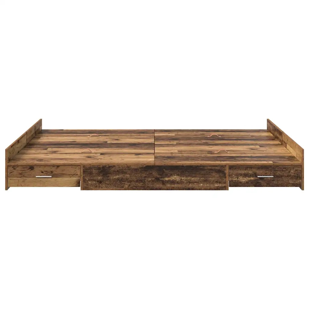 Struttura letto con contenitore-Giroletto con contenitore Legno vecchio 150 x 200 cm