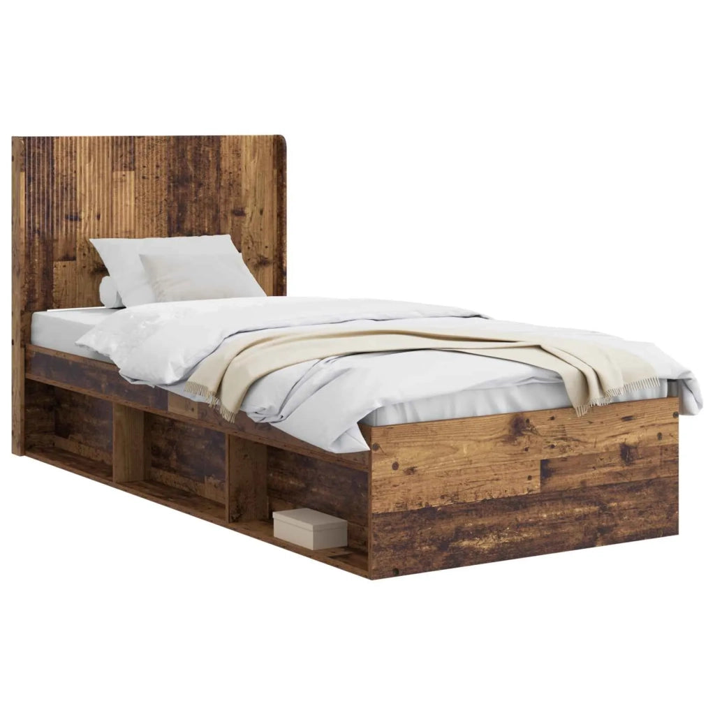 Struttura del letto con stoccaggio e testata Legno antico 3413915