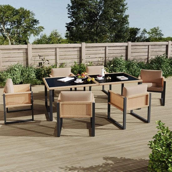 Set di mobili da giardino 6 posti - Sedili - Rattan - Adattabile
