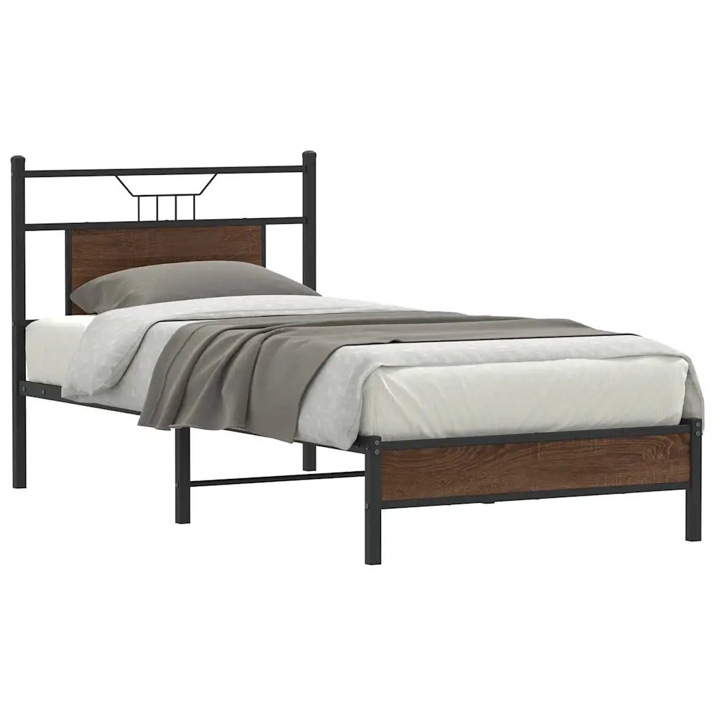 Letto singolo | Letto per adulti | Giroletto senza Materasso Rovere Marrone 90x190cm in Truciolato