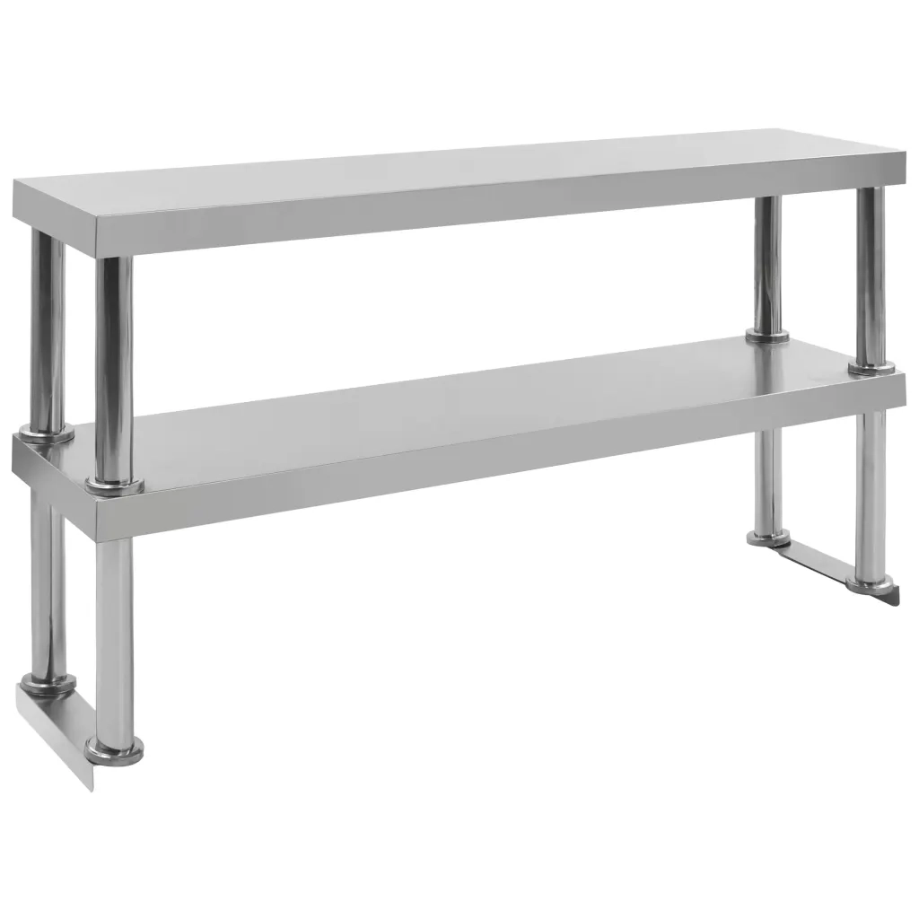Tavolo Lavoro Cucina con Mensola 120x60x150 cm in Acciaio Inox 3054470