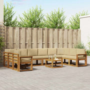 Set di divani da esterno con cuscino 11 pcs Naturale e Beige 3367096