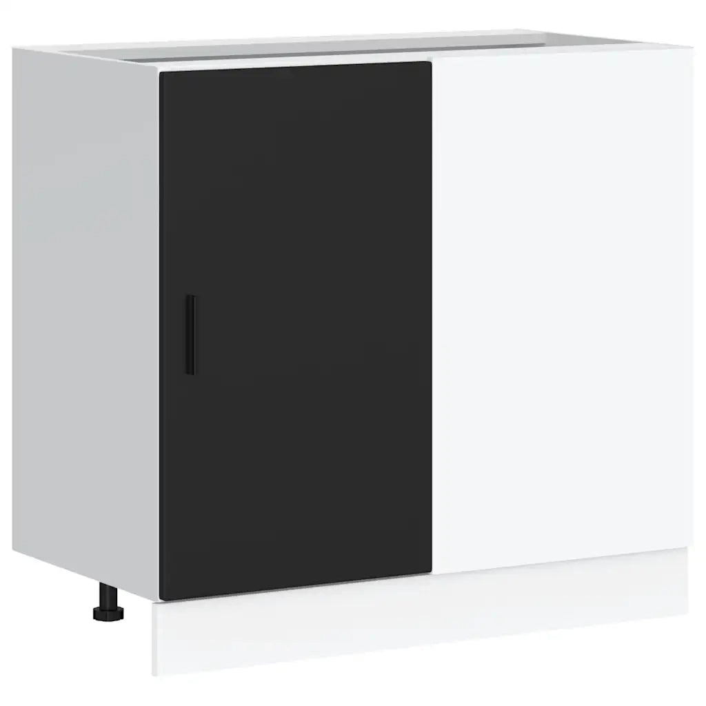 Pensile da cucina | Mobile Base Lavello ¡°Lyon¡± Nero in Legno Multistrato