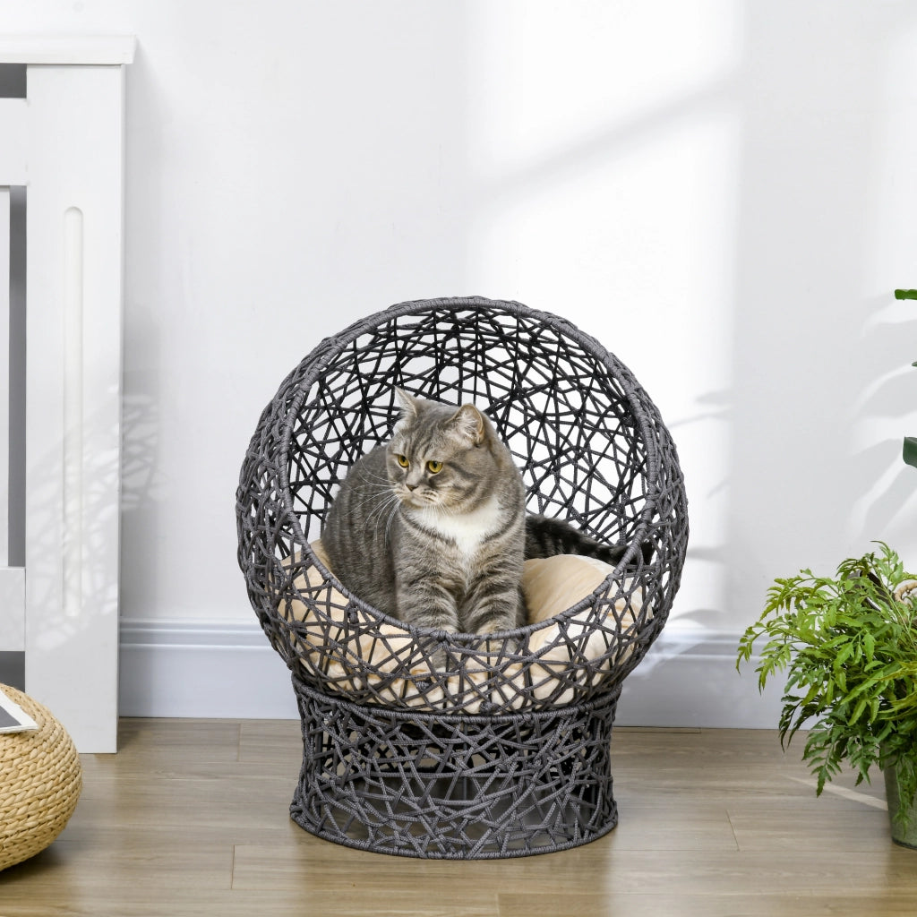 Cuccia per gatti con cuscino ¨C Xylo ¨C 50x50x60 cm, crema e marrone