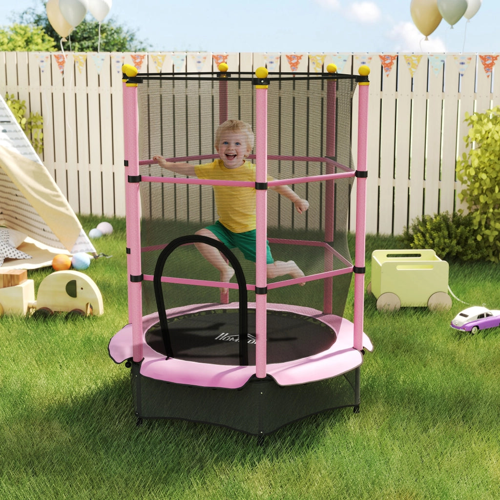Trampolino per Bambini ?140 cm con Rete di Sicurezza ¨C Zephmum ¨C Rosa e Nero
