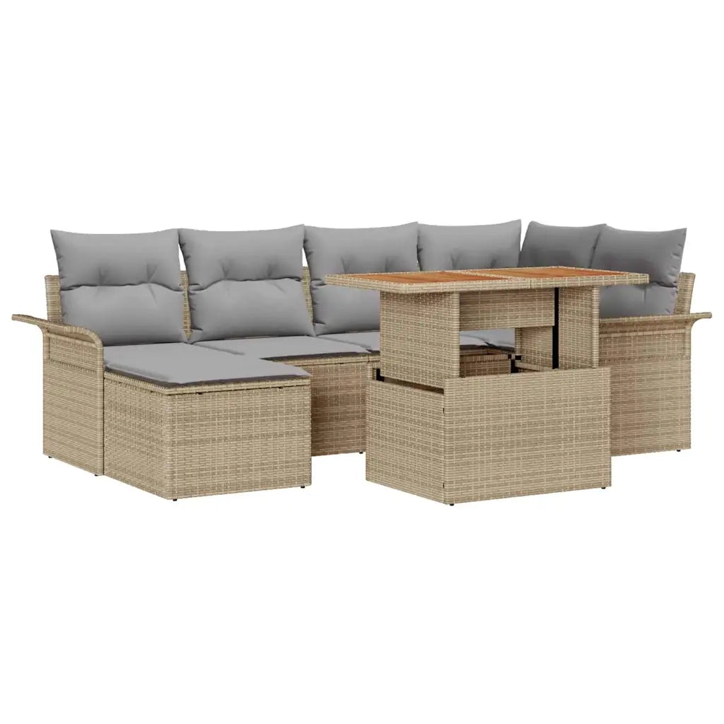 Set Divano da Giardino 7 pcs Beige Poly Rattan 3358093
