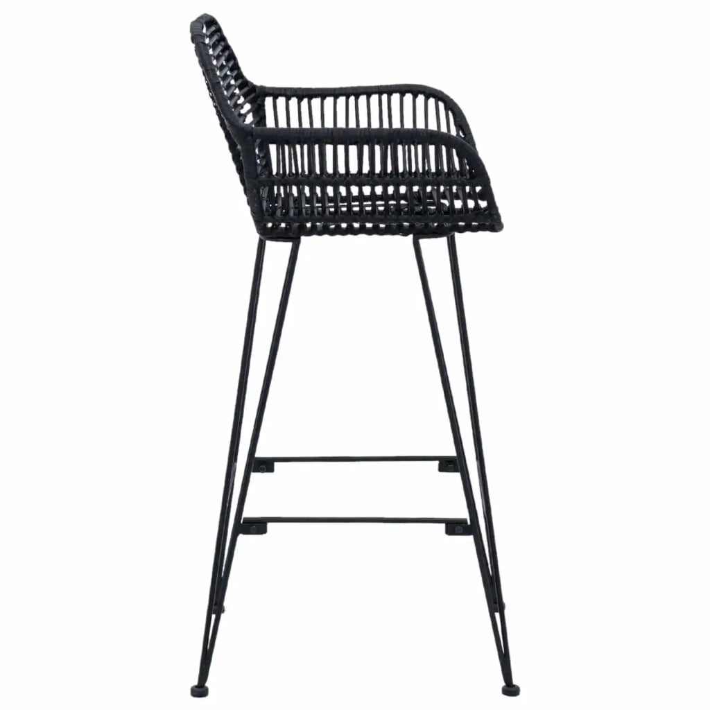 Sedia da Bar 2 pcs Nero 55 x 52 x 92 cm Rattan e Ferro