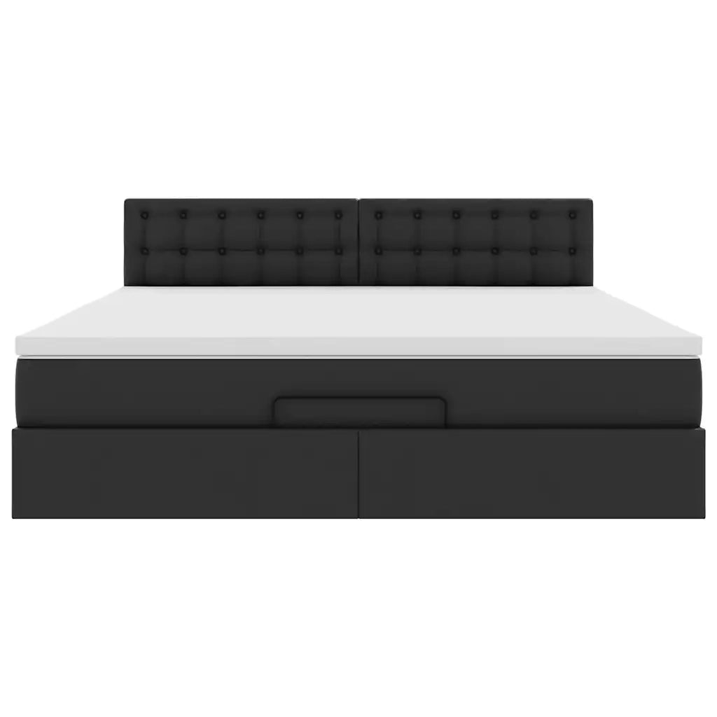 Pouf Letto con Materassi e LED Nero 160x200cm Similpelle 3312162