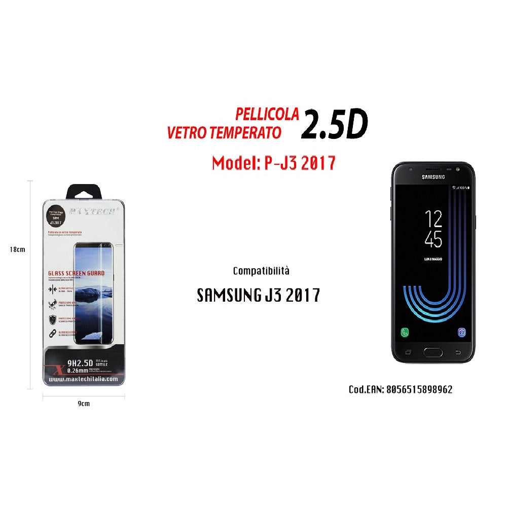 Trade Shop - Pellicola Vetro Temperato Per Samsung Galaxy J3 2017 Protezione Display Maxtech P-j3 2017 -