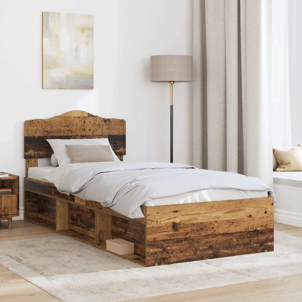 Letto singolo | Letto per adulti | Struttura del letto Legno vecchio 75 x 190 cm Pino massello