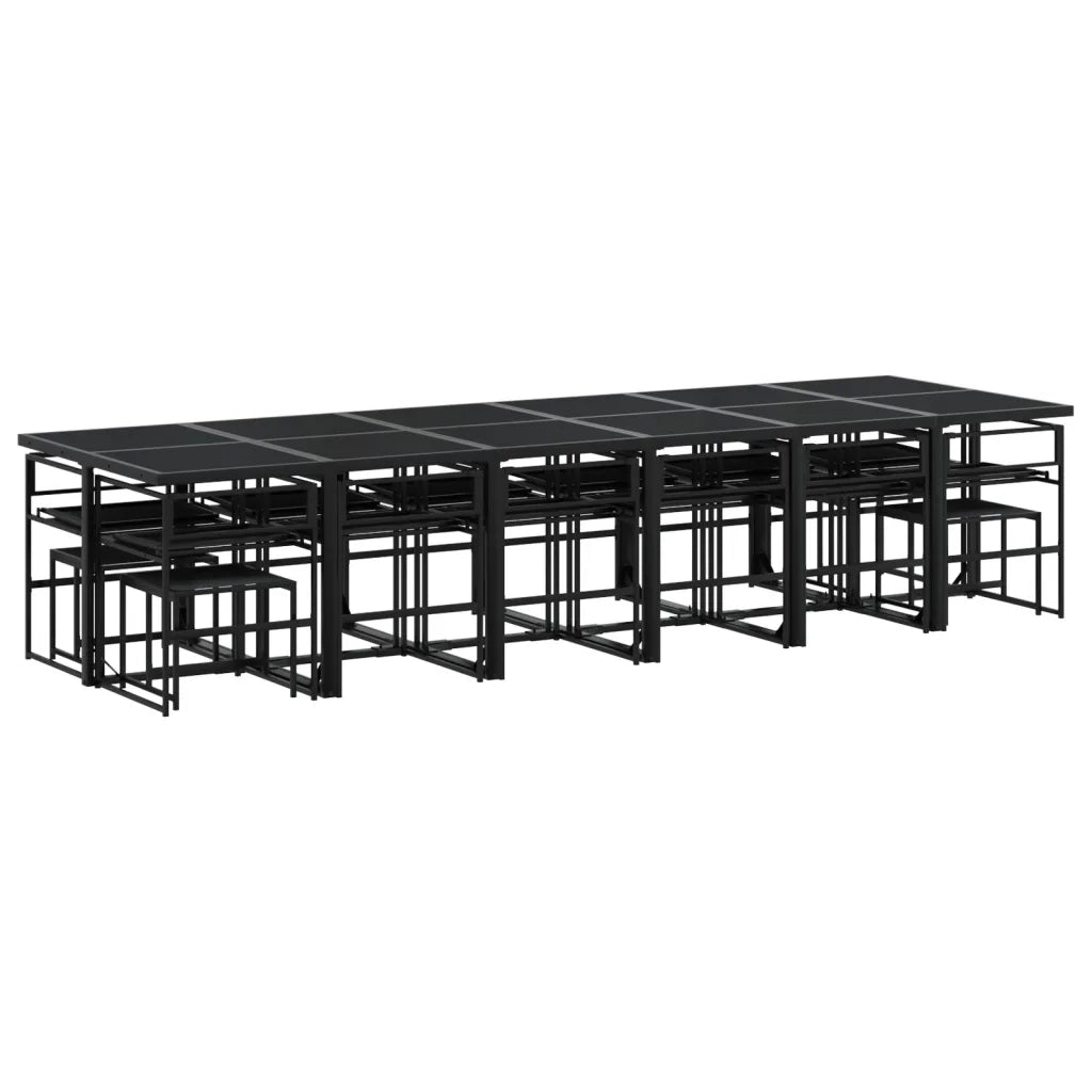 Set da Pranzo da Giardino 17 pz con Cuscini Nero in Textilene 3295087