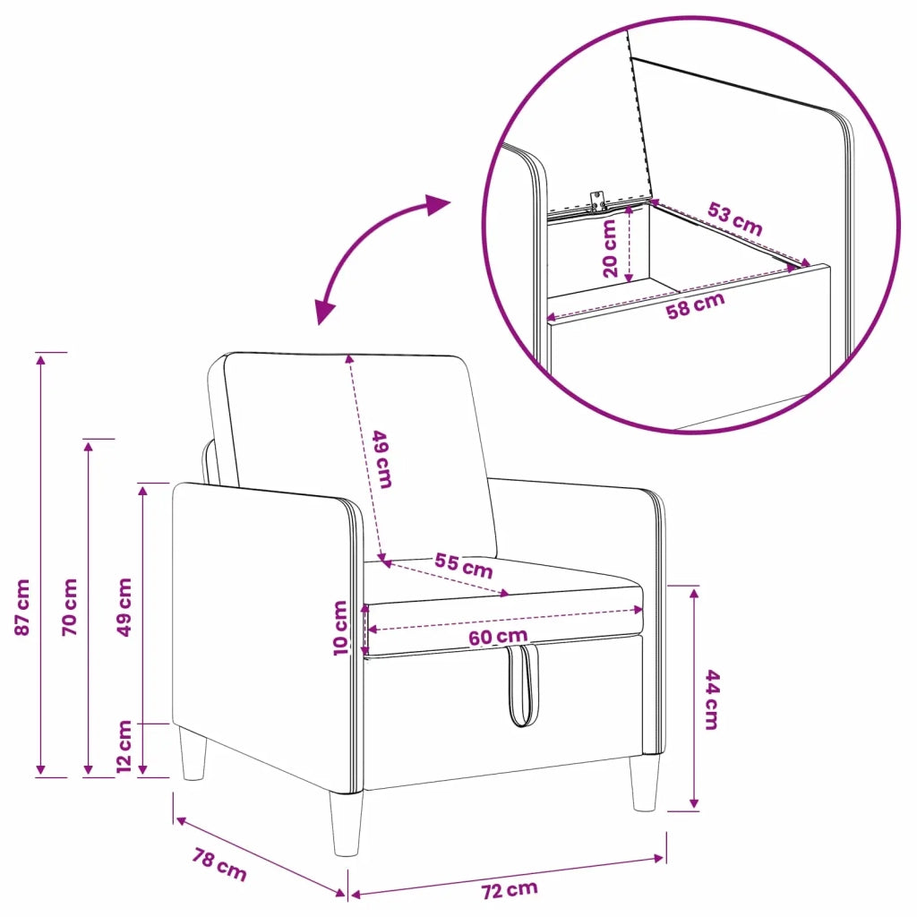 Divano con Storage Blu jeans 72 x 78 x 87 cm Poliestere 42036876