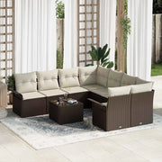 Set Divano da Giardino 9 pcs Marrone Poly Rattan 3345298