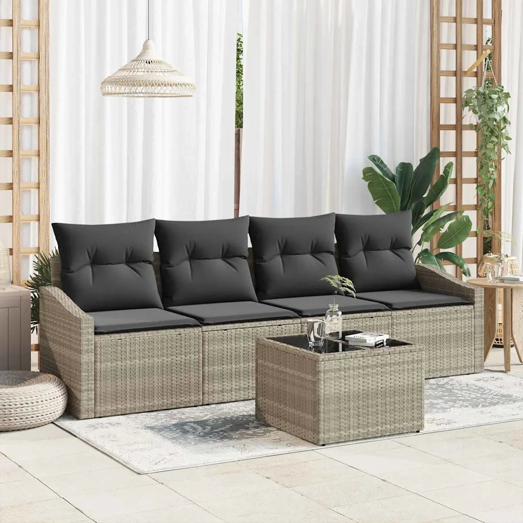 Set di divani 5 pcs Grigio chiaro e grigio scuro polyrattan 3355261