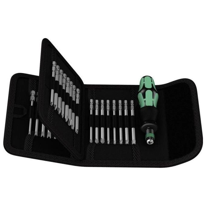 Wera 05059297001 Kraftform Kompakt 62 Set di Punte 33 pezzi con Custodia Pieghevole e Manico Rapidaptor colore Nero