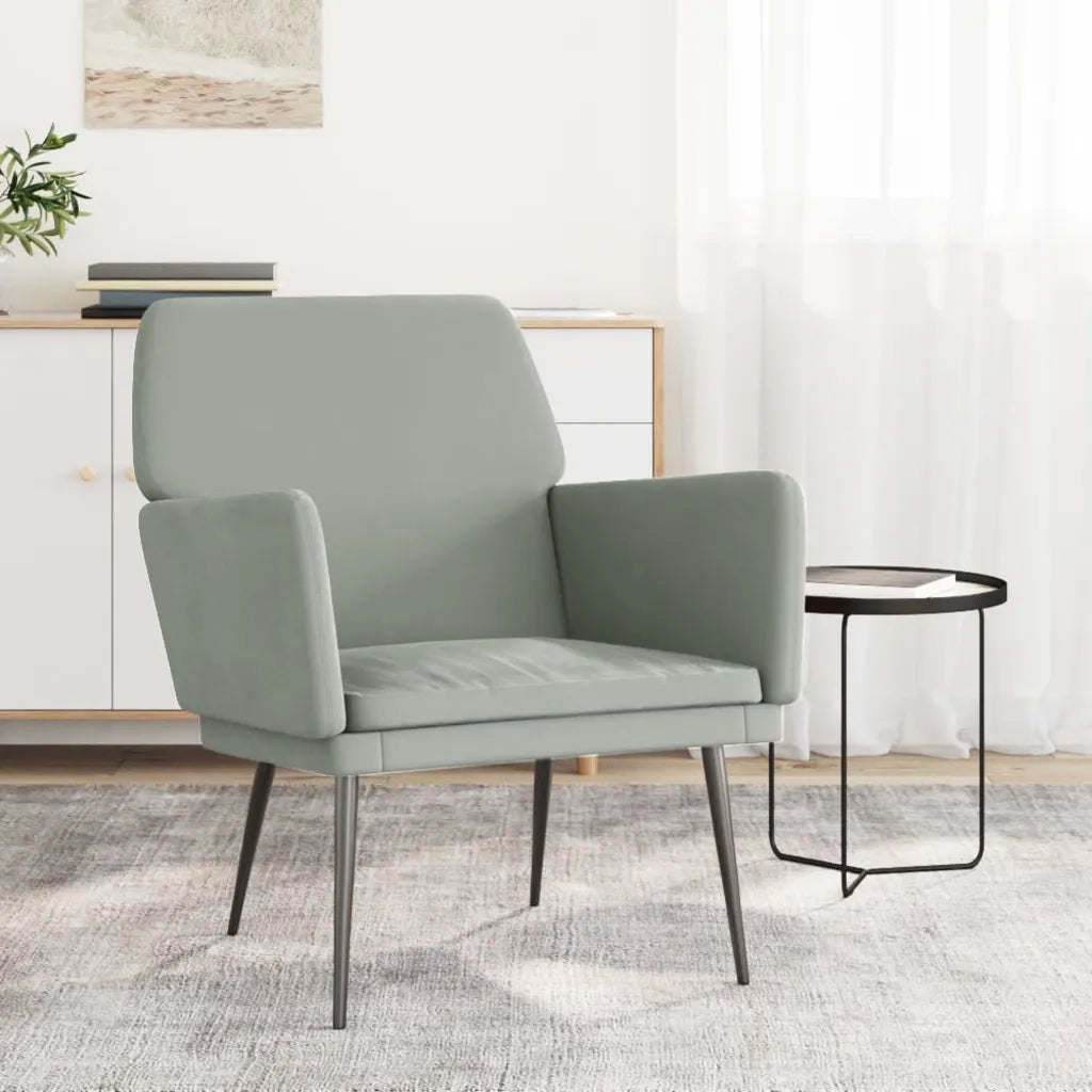 Poltrona | Sedia Relax Grigio Chiaro 62x79x79 cm Velluto