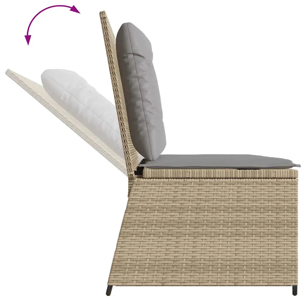 Panca Reclinabile da Giardino con Cuscini Beige in Polyrattan 368967