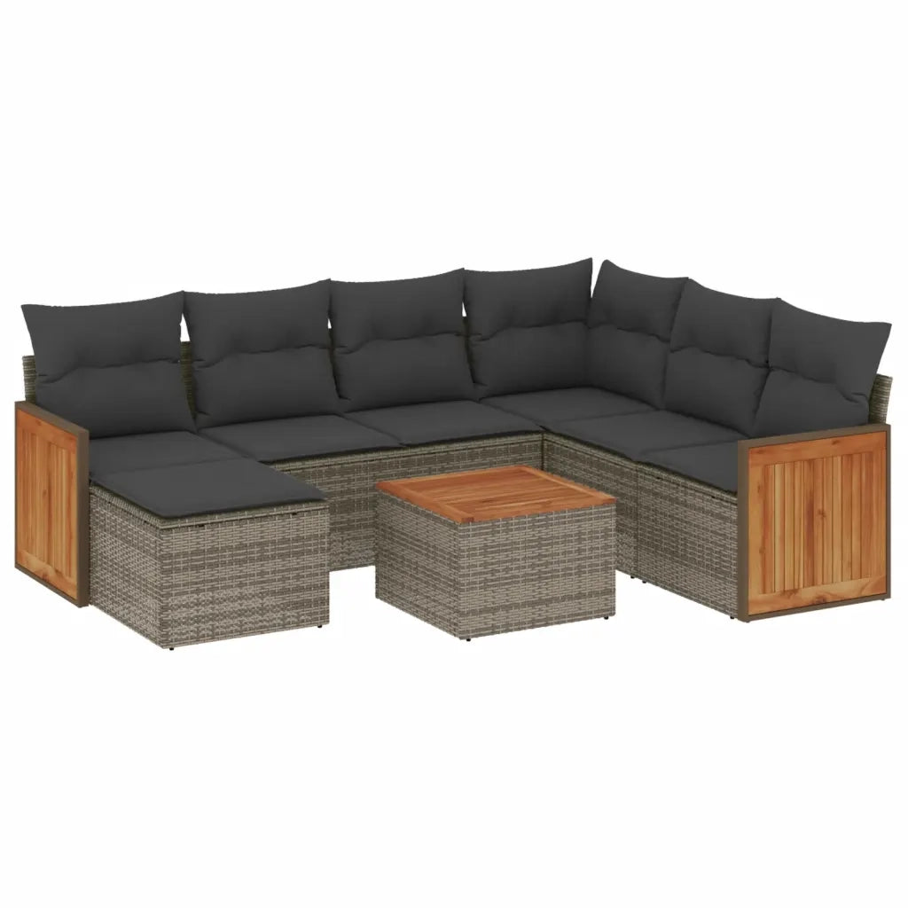 Set Divano da Giardino 8 pz con Cuscini Grigio in Polyrattan 3227894