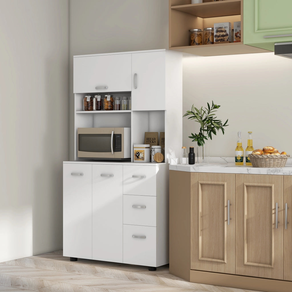 Buffet Cucina con 3 Cassetti e 3 Ripiani ¨C Minimal ¨C Bianco 89x39.5x168