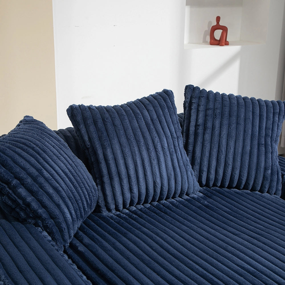 Cloud couch - Xylo - Velluto coste 3 cuscini blu scuro