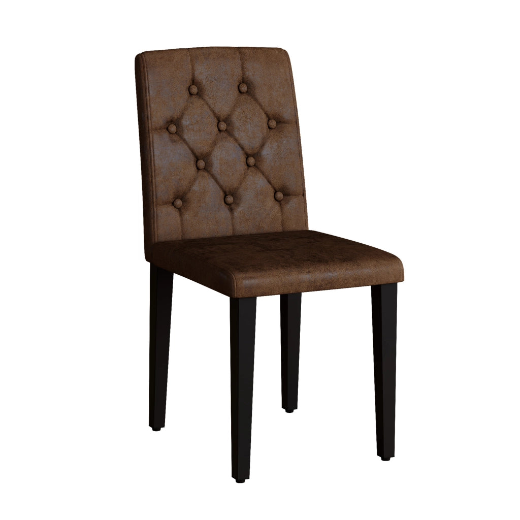 Set di 4 sedie da pranzo in marrone retr¨° - Zephmum- Gambe in metallo nero, rivestimento in velluto sintetico