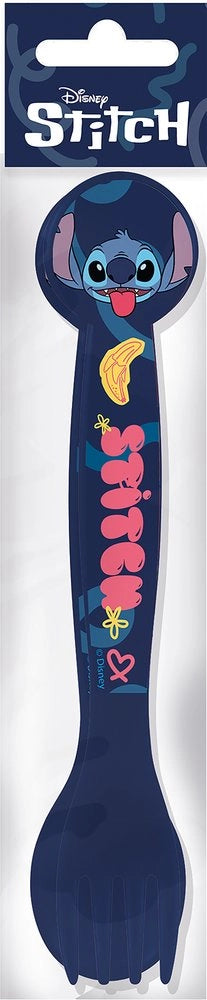 STOR Set due Posate in plastica Disney Stitch per bambini senza BPA lavabili