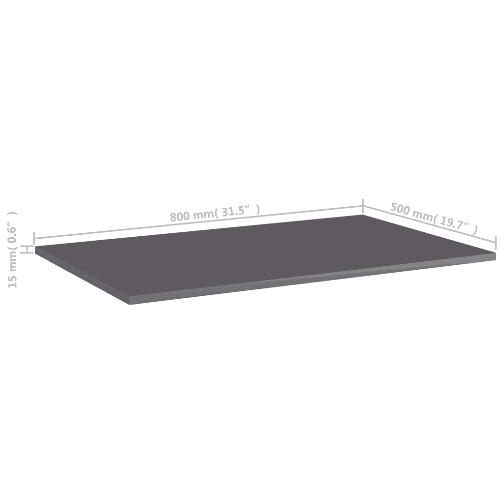 Ripiani per Libreria 4pz Grigio Lucido 80x50x1,5cm Multistrato 805360