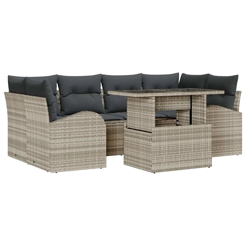 Set Divano da Giardino con cuscino 7 pcs Grigio chiaro 3357315