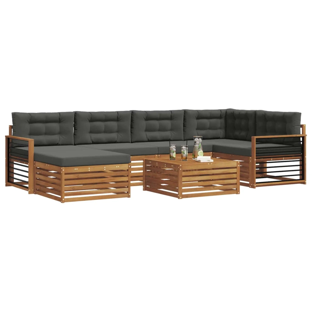 Set di divani da esterno con cuscino 7 pcs Naturale e Antracite 3373792