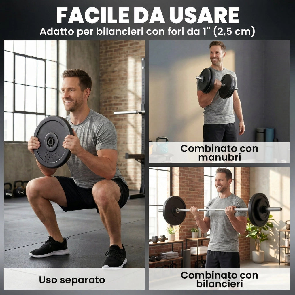 Set di 4 Dischi Pesi, Set Dischi Palestra per Allenamento, Nero