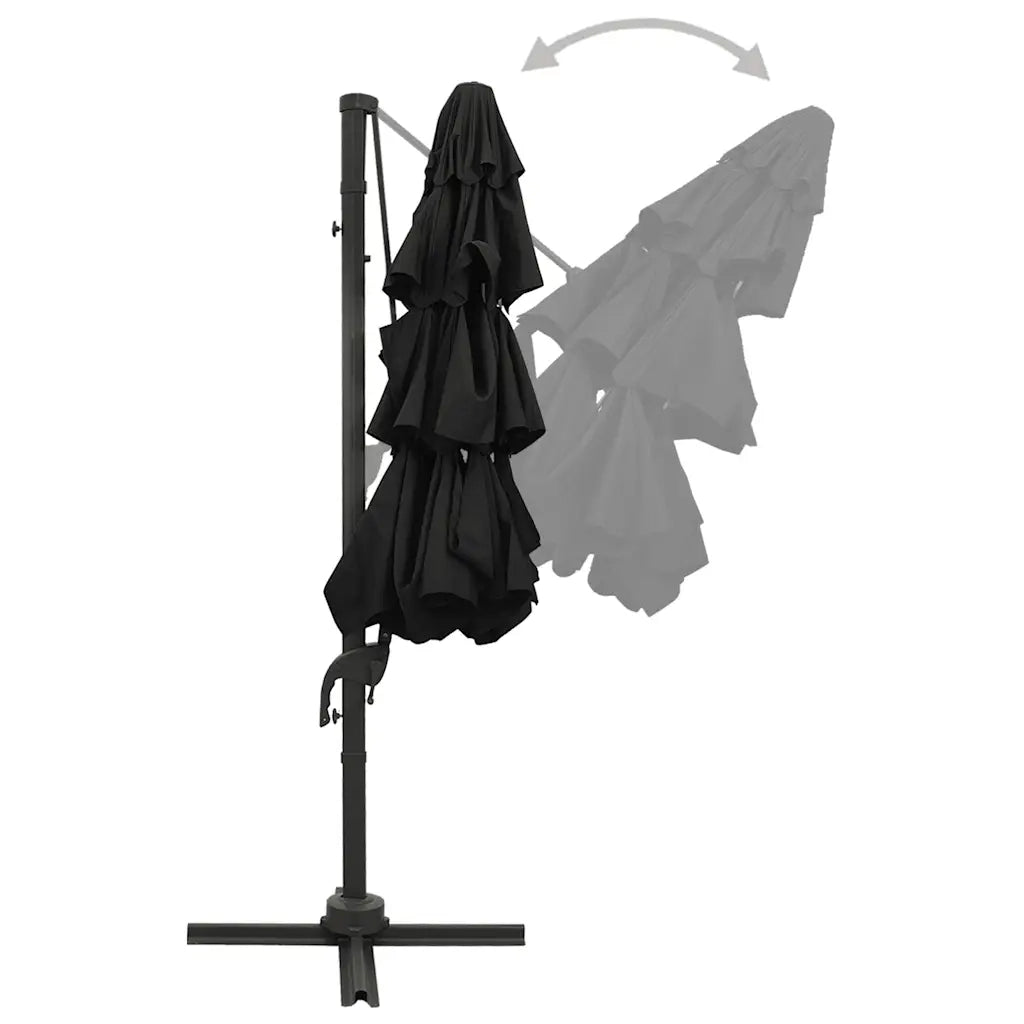 Ombrello | Parasolne a Sbalzo a 4 Livelli Palo in Alluminio 3x3 m Nero