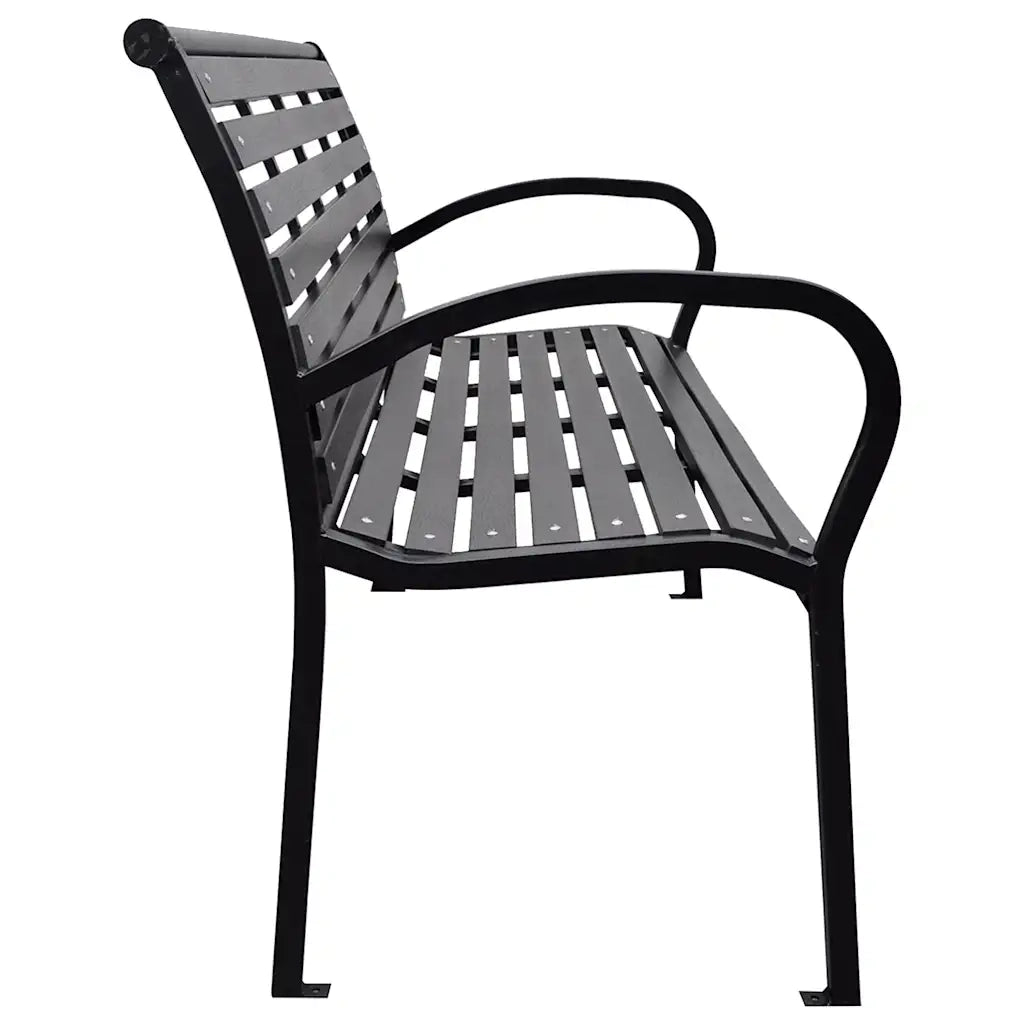 Panchina da Giardino | Panca da Giardino Nera 116 cm Acciaio e WPC