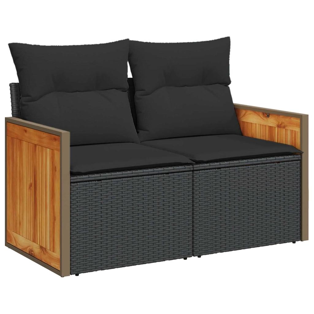 Set Divano da Giardino con cuscino 8 pcs Nero