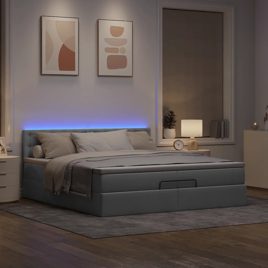 Struttura Letto Pouf con Materassi 200x200 cm in Tessuto 3312499