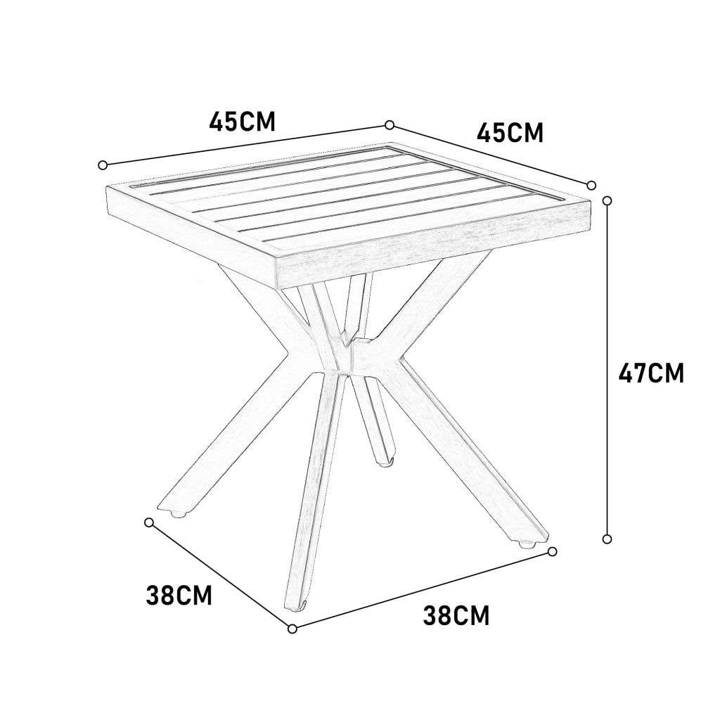 Tavolino da Esterno in Alluminio ¨C MINIMAL ¨C Quadrato, Marrone Scuro