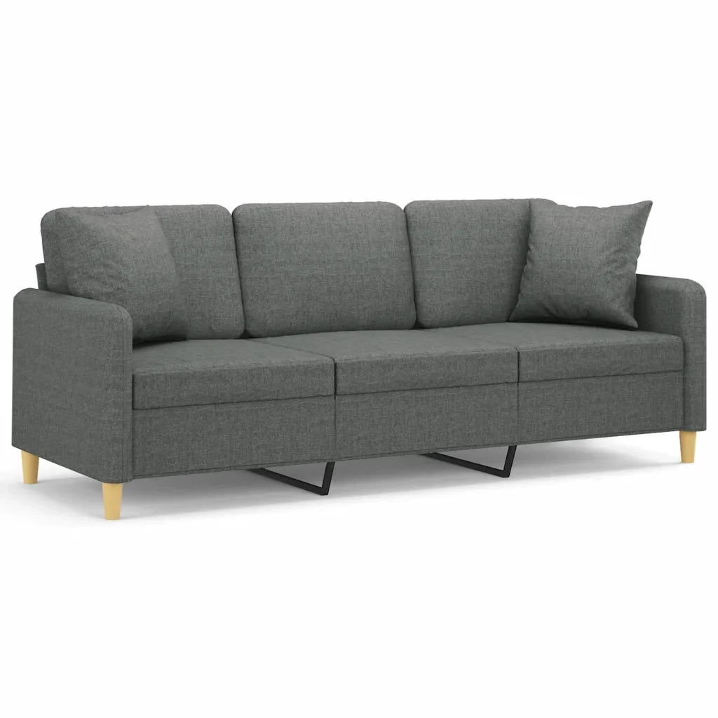 Divano a 3 Posti con Cuscini-Sofa 3 Posti con Cuscini Grigio Scuro 180 cm in Tessuto 863617