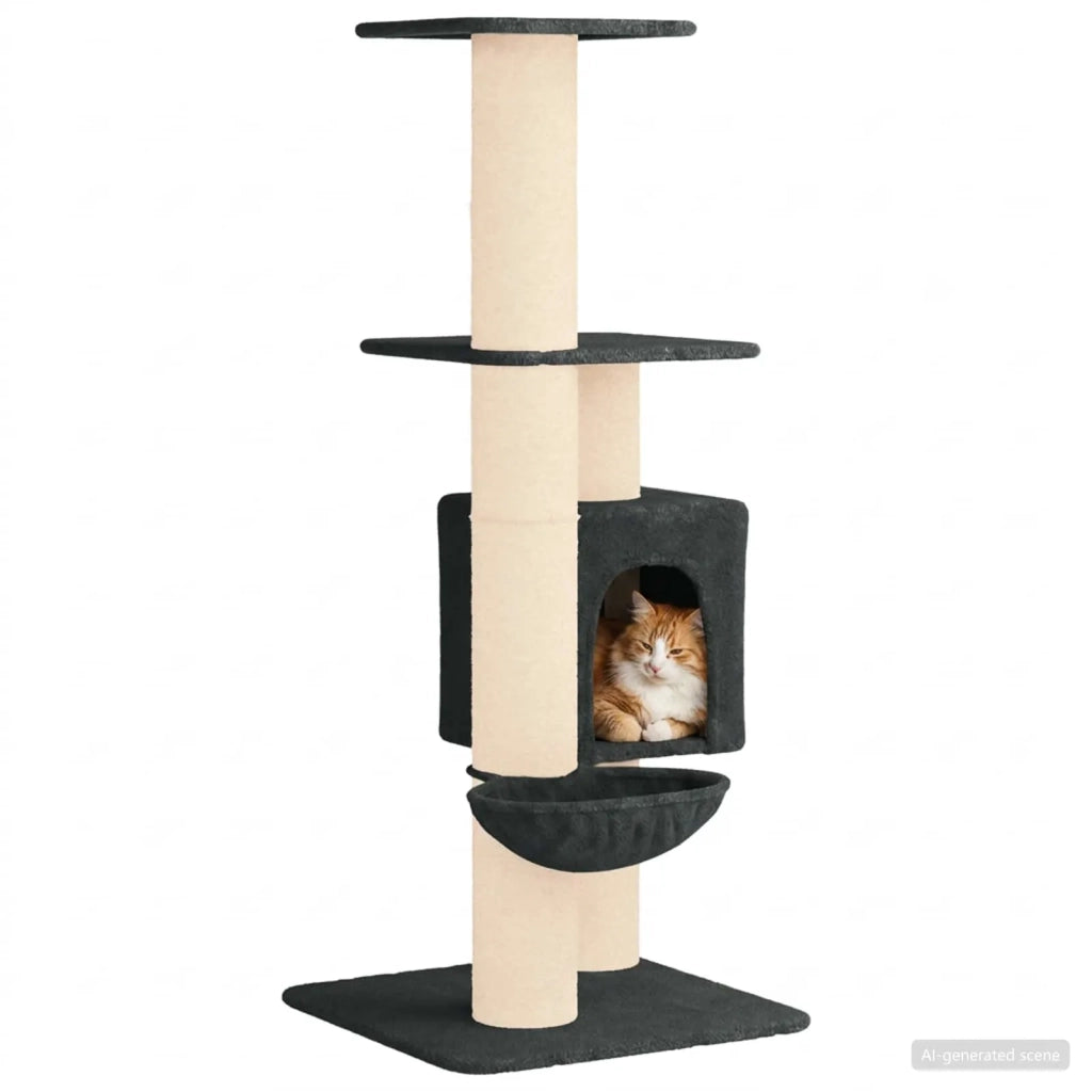 Albero per gatti con pali per graffiare in sisal Grigio Scuro 42033053