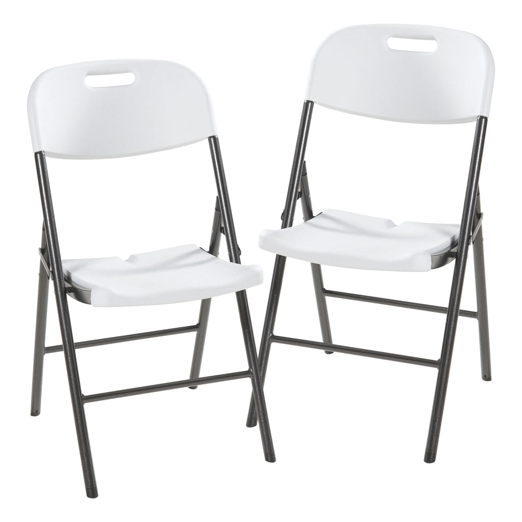Set di 2 sedie pieghevoli da esterno per giardino campeggio e terrazza 87 x 46 x 53 cm bianco 03_0009638
