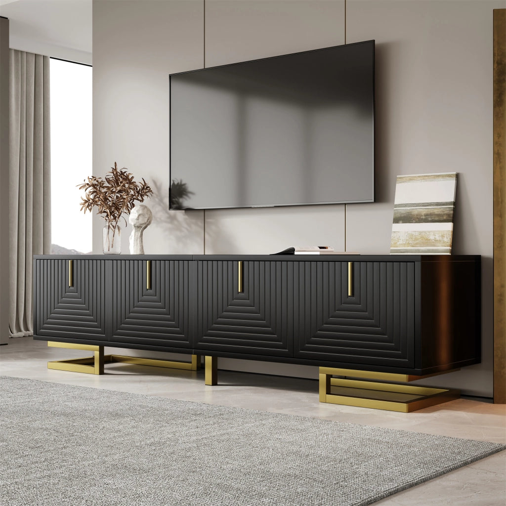 Cassettiera TV nera in truciolato lunghezza 160 cm