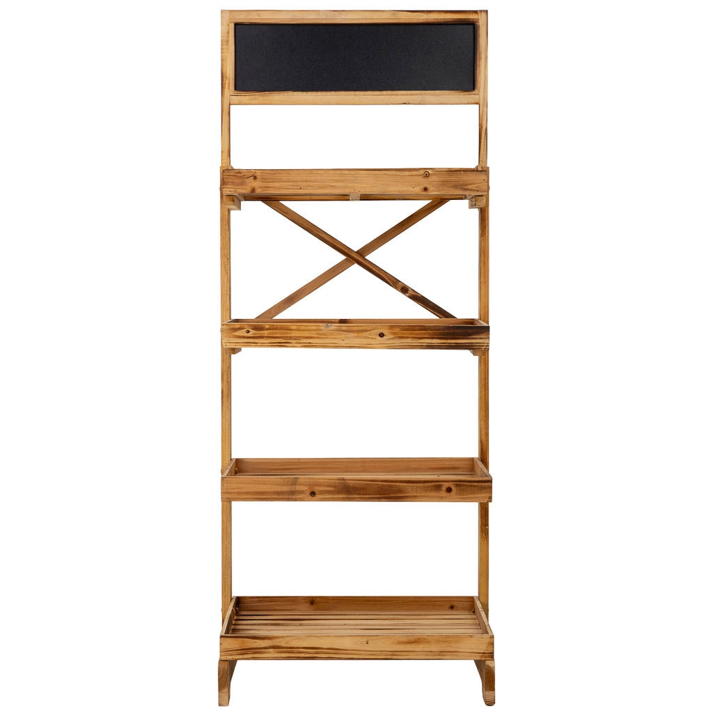 Carrello espositore scaffale legno marrone 53x39x128h cm