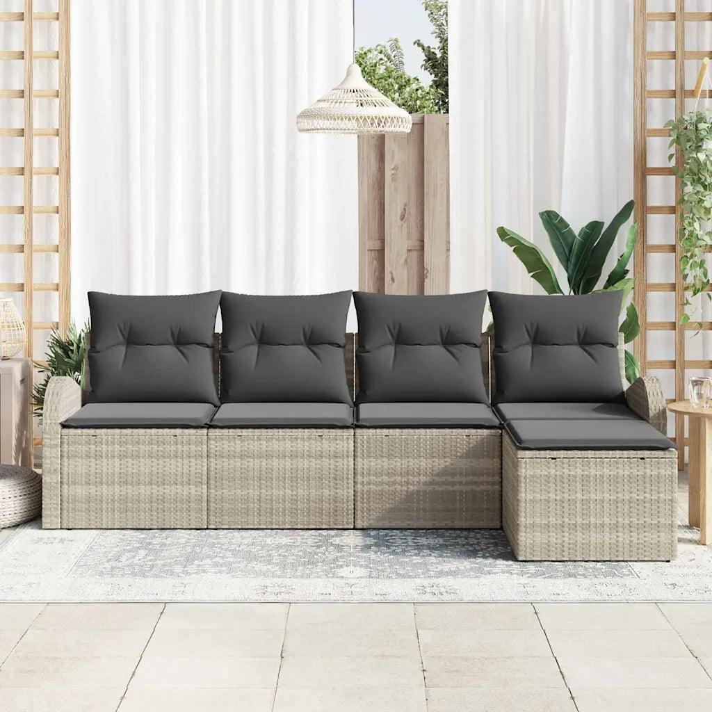 Set Divano da Giardino 5 pcs Grigio chiaro polyrattan 3346002