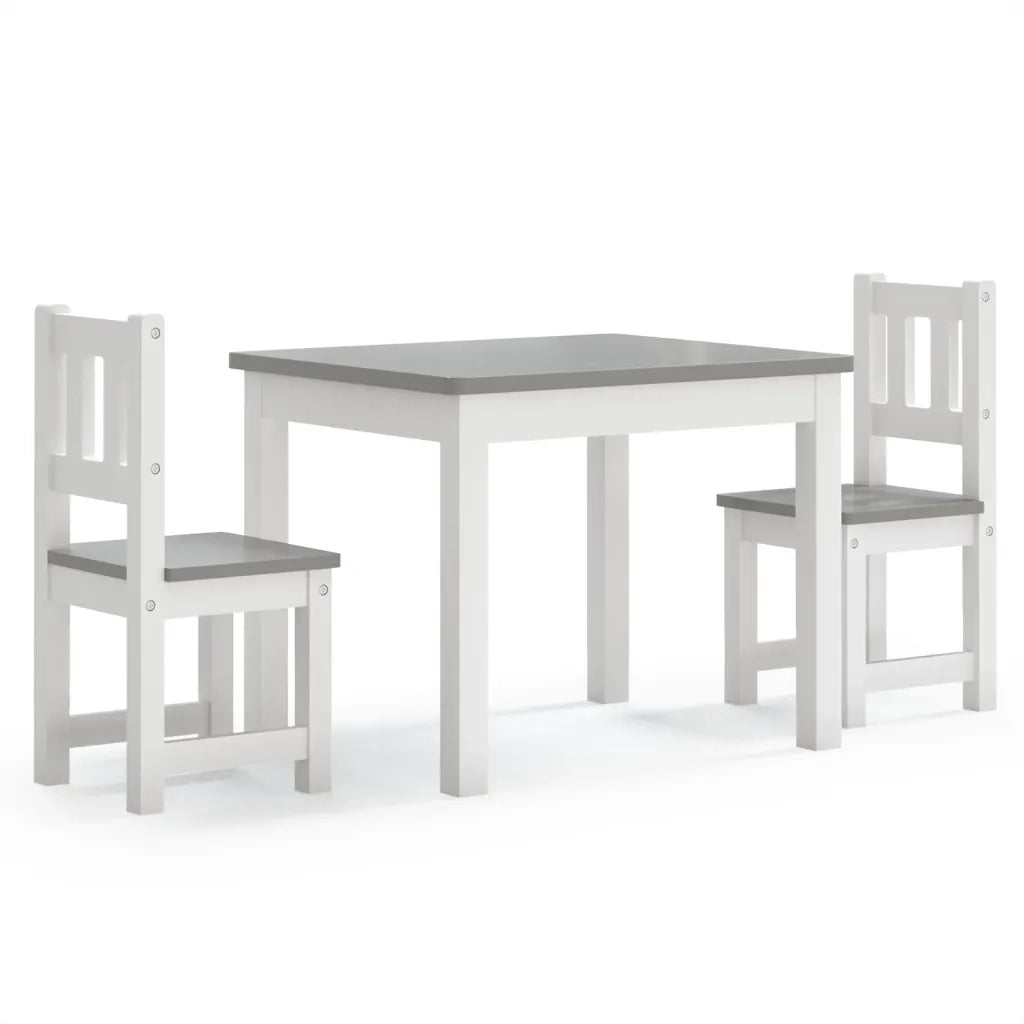 Set Tavolo e Sedie per Bambini 3 Pezzi Bianco e Grigio in MDF CFW7252577