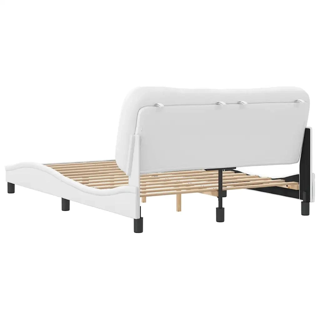 Letto matrimoniale | Letto per adulti | Giroletto senza Materasso Hvar Bianco 140x200 cm in Similpelle