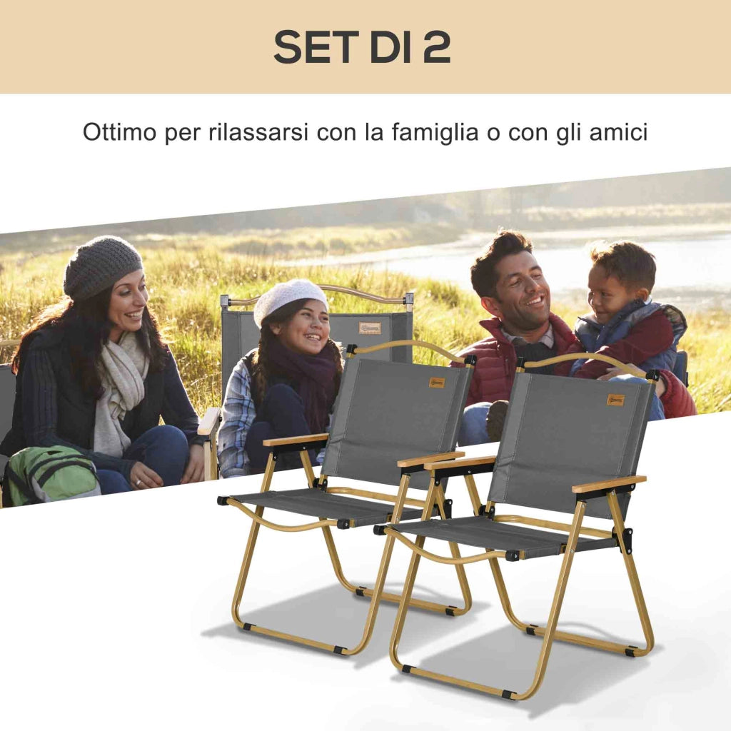 Sedia da pranzo pieghevole con braccioli ¨C Minimal ¨C Tessuto Oxford grigio e acciaio