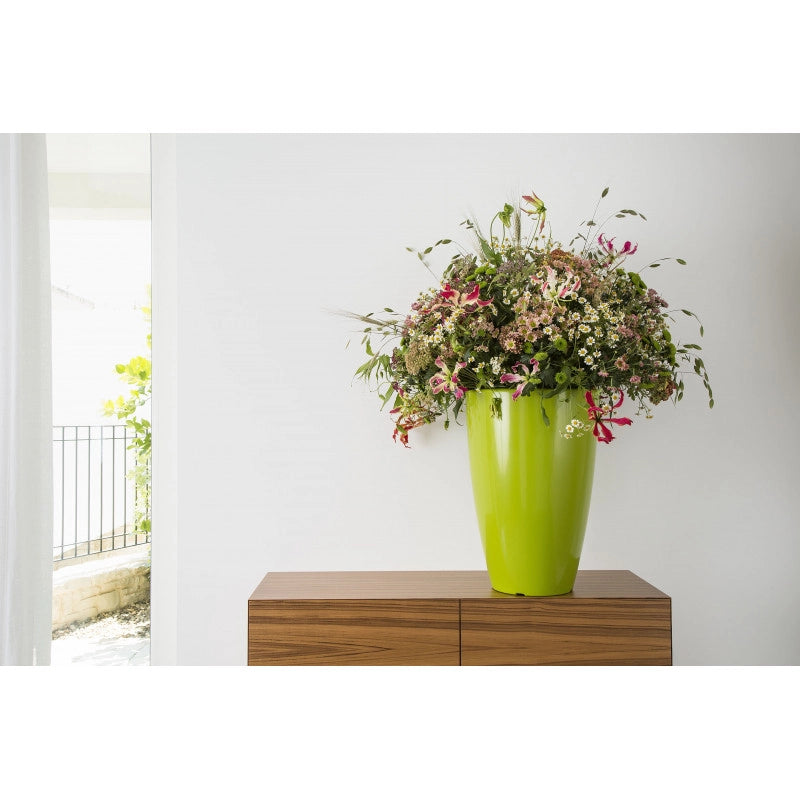 Vaso moderno di design Ø33 H50 in polimero viola resistente per interno ed esterno - Made in Italy - Monacis
