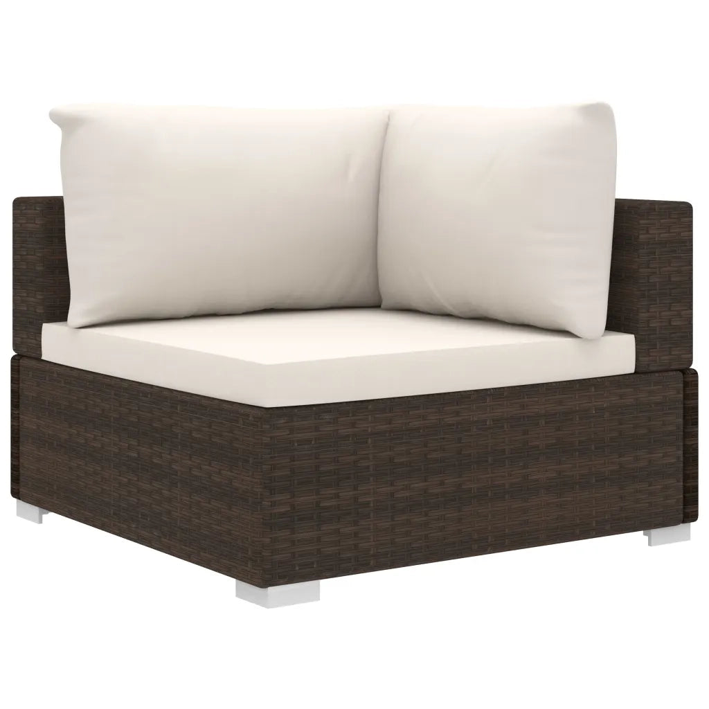 Set Divani da Giardino 11 pz con Cuscini in Polyrattan Marrone 48319